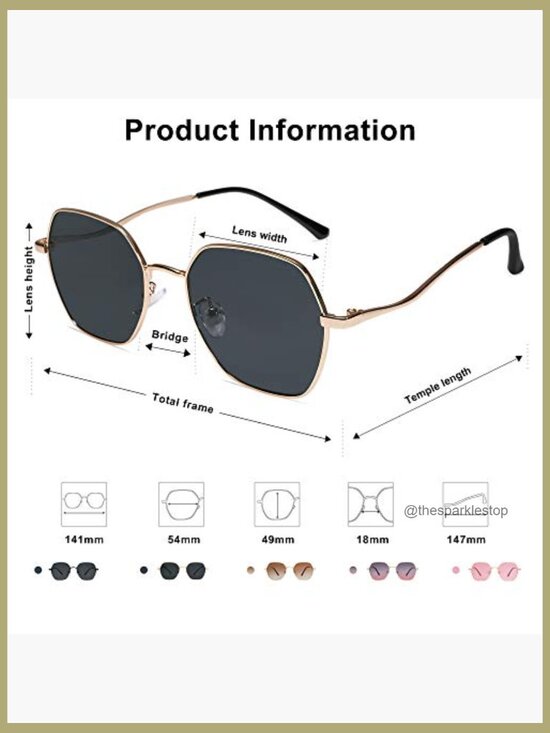Retro Hexagon Square Polarized Sunglasses with Gold-Colored Metal Frame main image 5